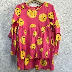 EUC H&M x Smiley World pink yellow dress, size 2t & 5t